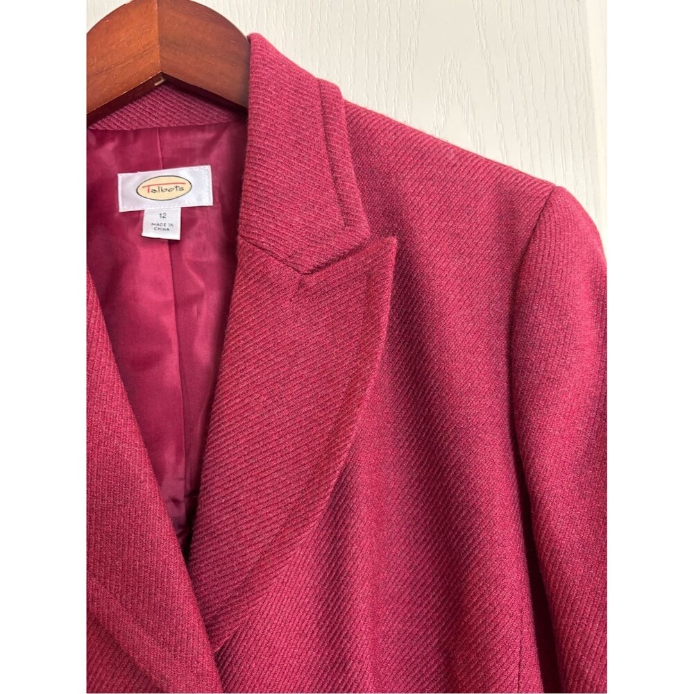 Vintage Talbots 100% Wool Blazer Jacket Cranberry Rose Red Fall Dark Academia - Picture 13 of 15